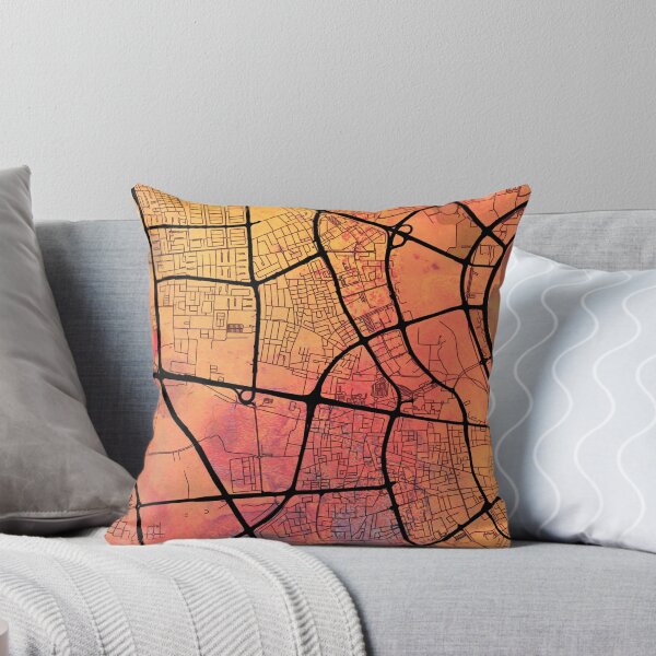 Item preview, Doha Qatar Street Map Art Watercolor Magma Eruption designed and sold by IvonDesign.