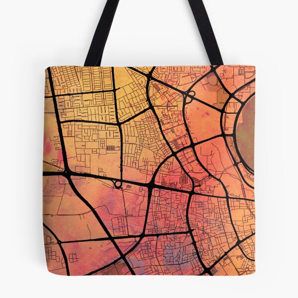Item preview, Doha Qatar Street Map Art Watercolor Magma Eruption designed and sold by IvonDesign.