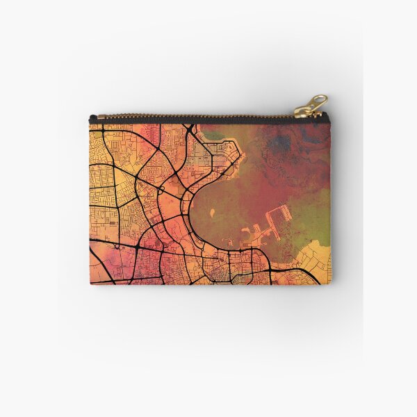 Item preview, Doha Qatar Street Map Art Watercolor Magma Eruption designed and sold by IvonDesign.
