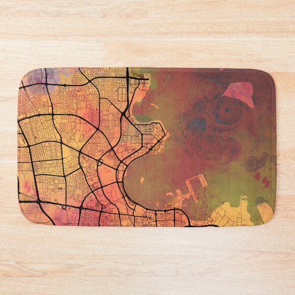 Item preview, Doha Qatar Street Map Art Watercolor Magma Eruption designed and sold by IvonDesign.
