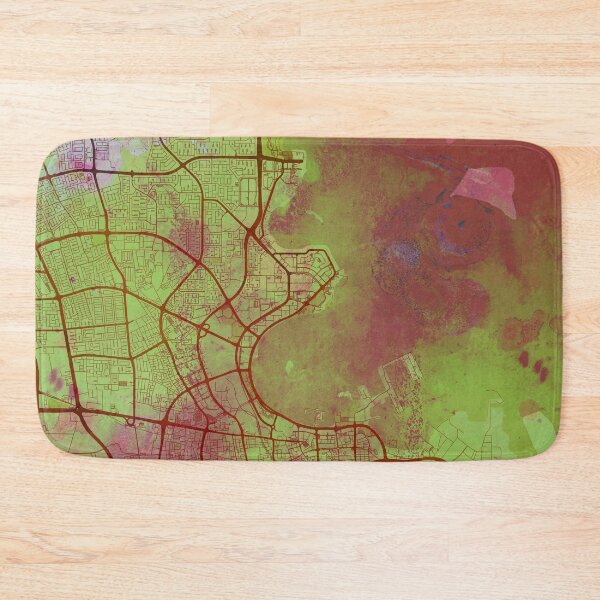 Item preview, Doha Qatar Street Map Art Watercolor Green Life designed and sold by IvonDesign.