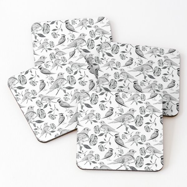 Item preview, Black white wild birds with rose designed and sold by ahahdodo.