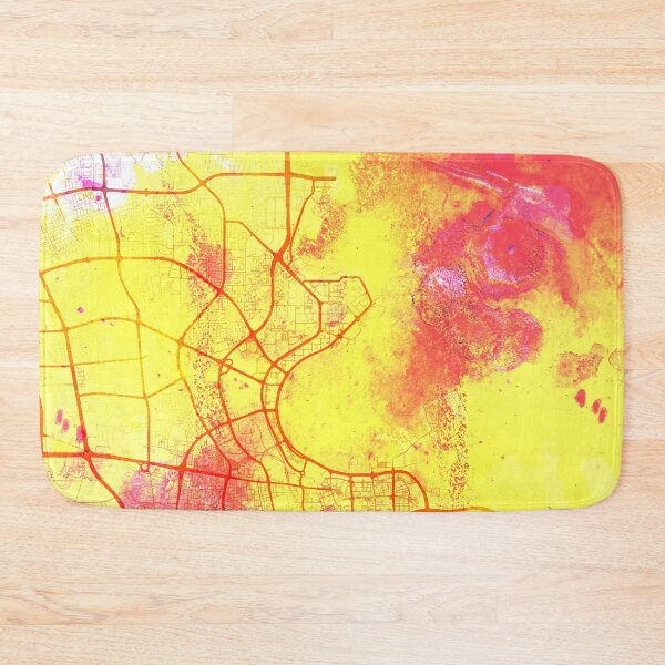 Item preview, Doha Qatar Street Map Art Watercolor Yellow World designed and sold by IvonDesign.