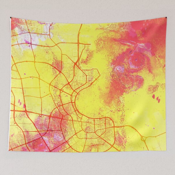 Item preview, Doha Qatar Street Map Art Watercolor Yellow World designed and sold by IvonDesign.