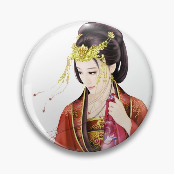 Item preview, China art print - portrait of young Chinese lady graceful woman in dark red designed and sold by Kallandra.