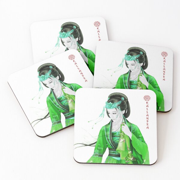 Item preview, China art print - portrait of young chinese lady graceful woman in green designed and sold by Kallandra.