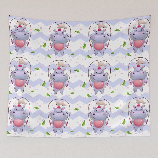 Item preview, Cute girl hippo pattern designed and sold by Anna Koneva.