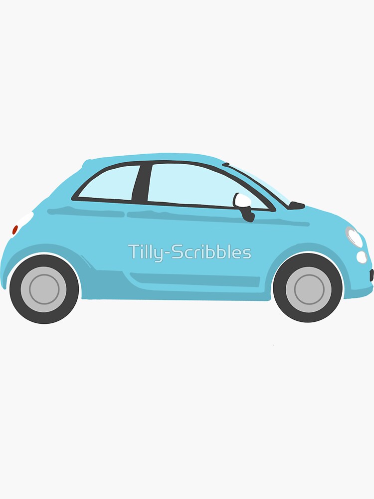 Sticker for Sale mit Fiat 500 Auto von Tilly-Scribbles