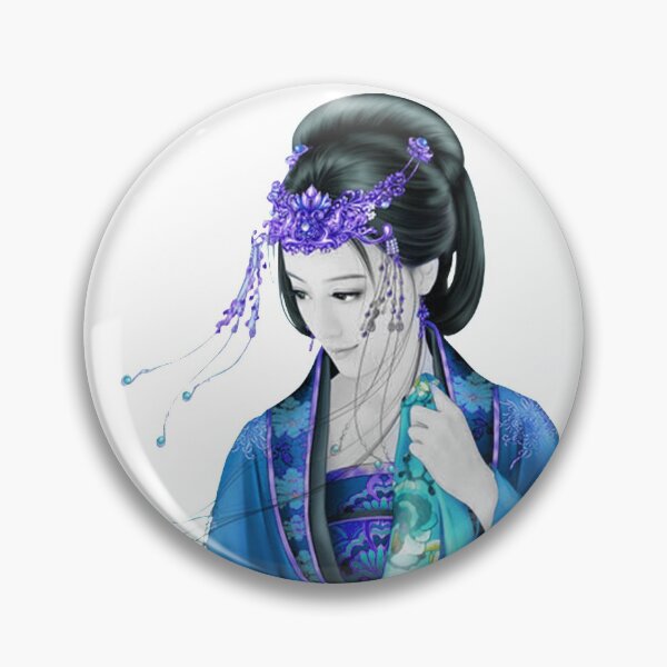 Item preview, China art print - portrait of young chinese lady graceful woman in blue designed and sold by Kallandra.