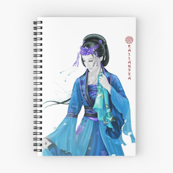 Item preview, China art print - portrait of young chinese lady graceful woman in blue designed and sold by Kallandra.