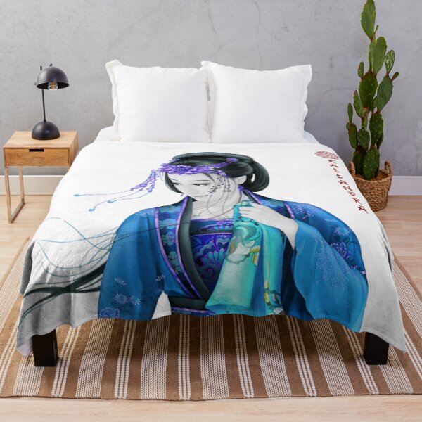 Item preview, China art print - portrait of young chinese lady graceful woman in blue designed and sold by Kallandra.
