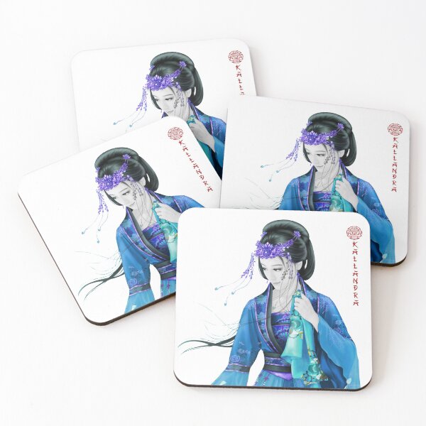 Item preview, China art print - portrait of young chinese lady graceful woman in blue designed and sold by Kallandra.