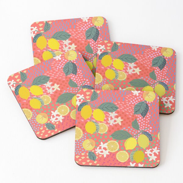 Item preview, Lemon and flowers with geometric pattern designed and sold by Flyingwall.