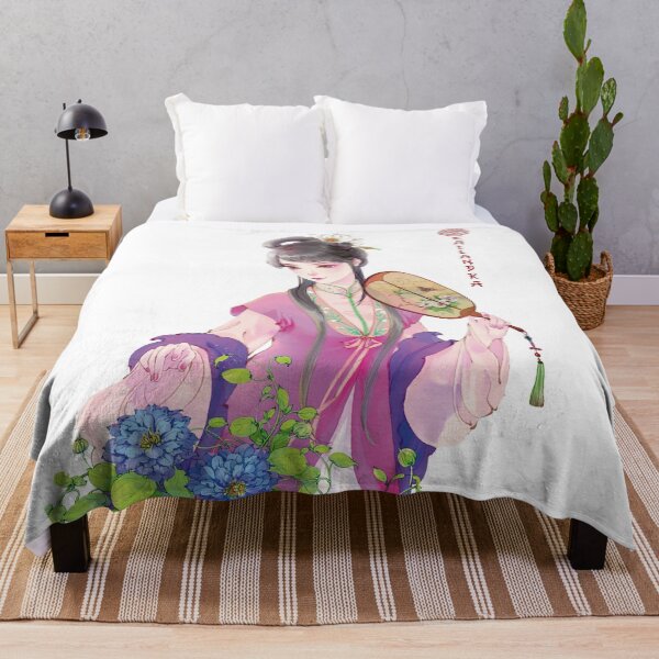 Item preview, Flowers and fans. Painting graceful young woman in purple tones with flowers and paper fans. designed and sold by Kallandra.