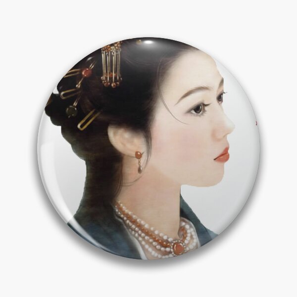 Item preview, China art print - portrait of young chinese lady graceful woman in blue designed and sold by Kallandra.