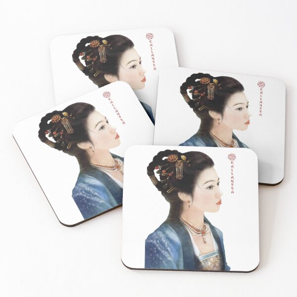 Item preview, China art print - portrait of young chinese lady graceful woman in blue designed and sold by Kallandra.