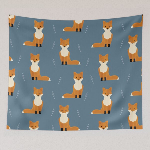 Item preview, Foxes on blue designed and sold by reneesillus.