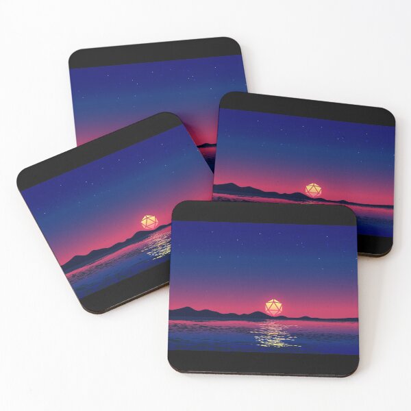 Item preview, Blue Hour Sunset Ocean D20 Dice Moon Tabletop RPG Maps and Landscapes designed and sold by pixeptional.