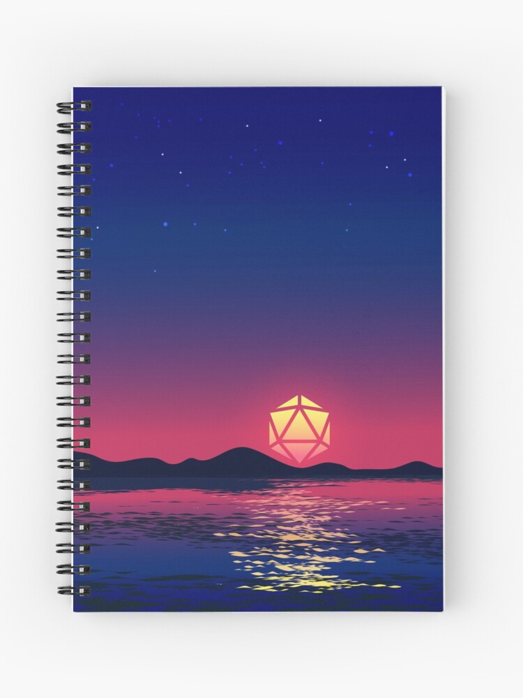 Blue Hour Sunset Ocean D Wurfel Mond Tabletop Rpg Karten Und Landschaften Spiralblock Von Pixeptional Redbubble