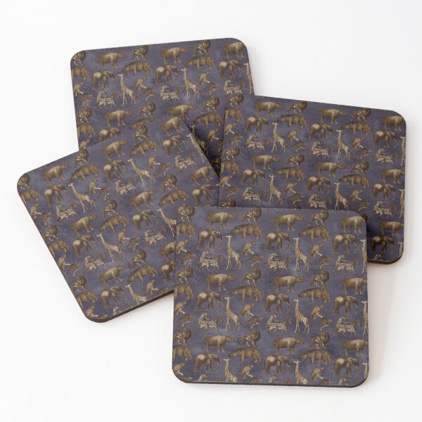 Item preview, Antique Safari African Animals Pattern Lion Tigers Rhinosaurus designed and sold by digitalvintage.
