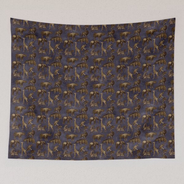 Item preview, Antique Safari African Animals Pattern Lion Tigers Rhinosaurus designed and sold by digitalvintage.