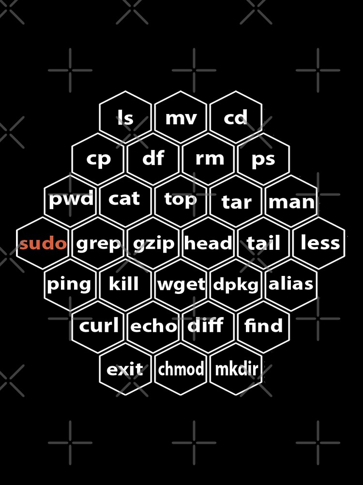 Thumbnail 3 of 3, Scarf, Hacker Linux Basic cli Commands designed and sold by clubtee.