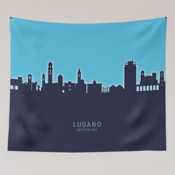 Item preview, Lugano Switzerland Skyline designed and sold by ArtPrints.