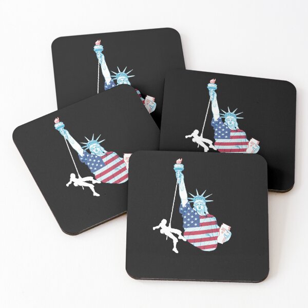 Item preview, Liberty Statue Climbing Design Usa Patriotic 4th of July USA American Flag designed and sold by Akmloza.