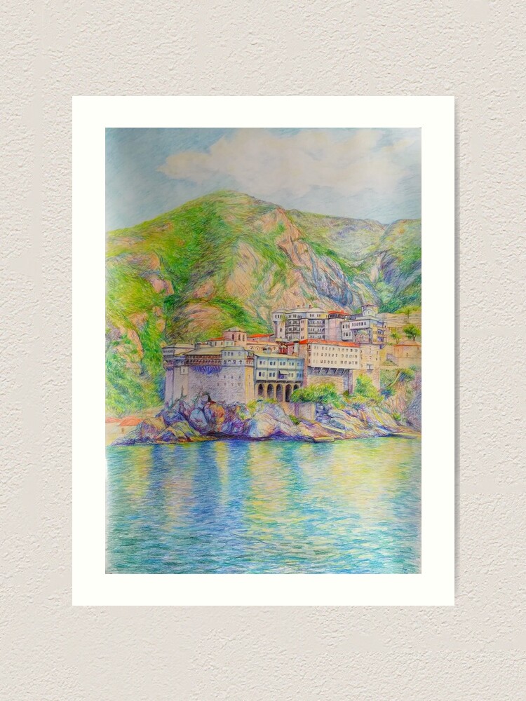 Thumbnail 1 of 3, Art Print, Mount Athos, Greece designed and sold by Anthropolog.