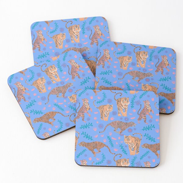 Item preview, Tigers with flowers and plants on stripes purple designed and sold by Flyingwall.