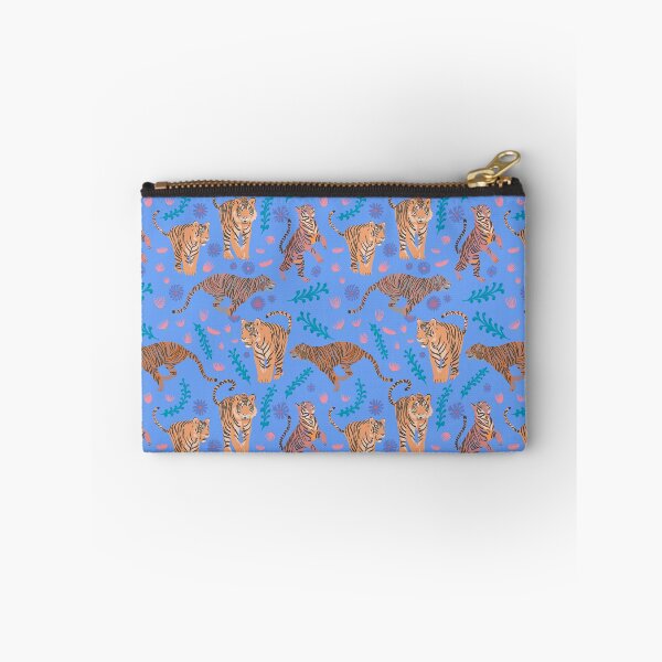 Item preview, Tigers with flowers and plants on stripes purple designed and sold by Flyingwall.