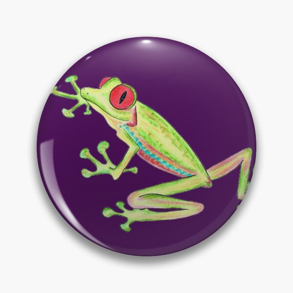 Artikelvorschau, lustiger bunt grüner Regenbogen Frosch auf lila Hintergrund entworfen und verkauft von Canvasvendetta.