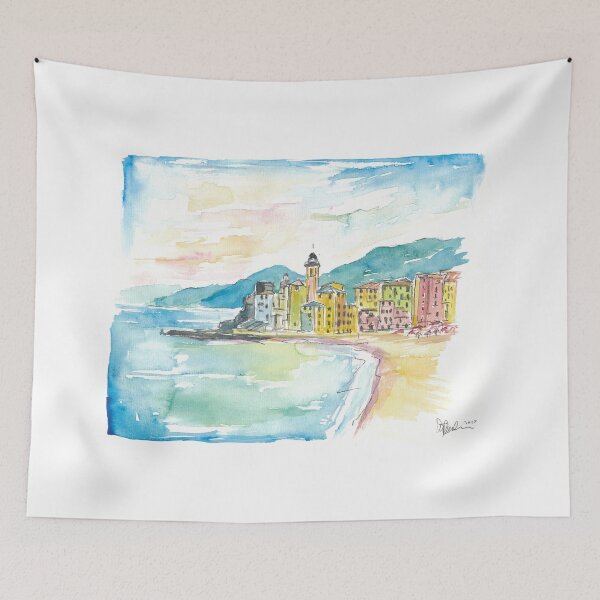 Item preview, Camogli Beach with Historic Italian Town Center  designed and sold by artshop77.