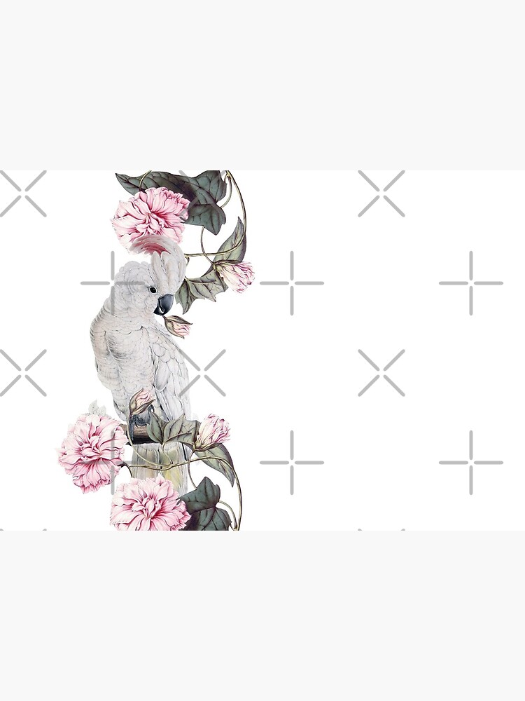 Nostalgic white cockatoo in flowering branch by UtArt