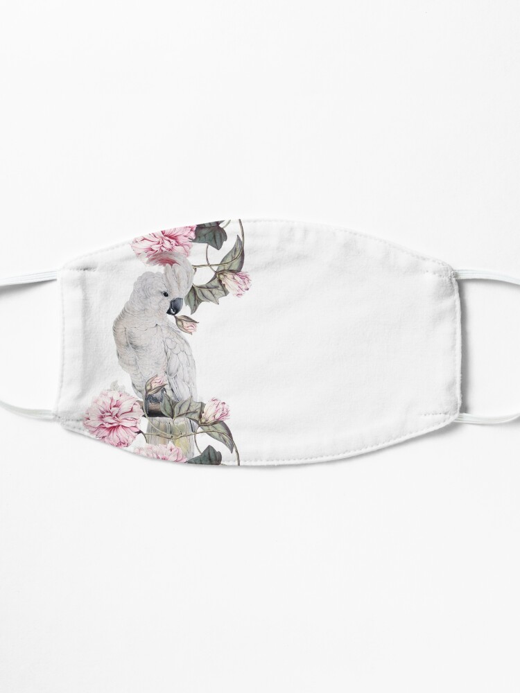 Alternate view of Nostalgic white cockatoo in flowering branch Mask