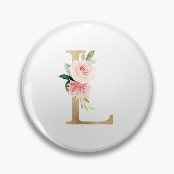 Artikelvorschau, Monogrammbuchstabe L - Kunstgoldfolie und rosa-weiße Blumen und grüne Blätter entworfen und verkauft von Citronelladesig.
