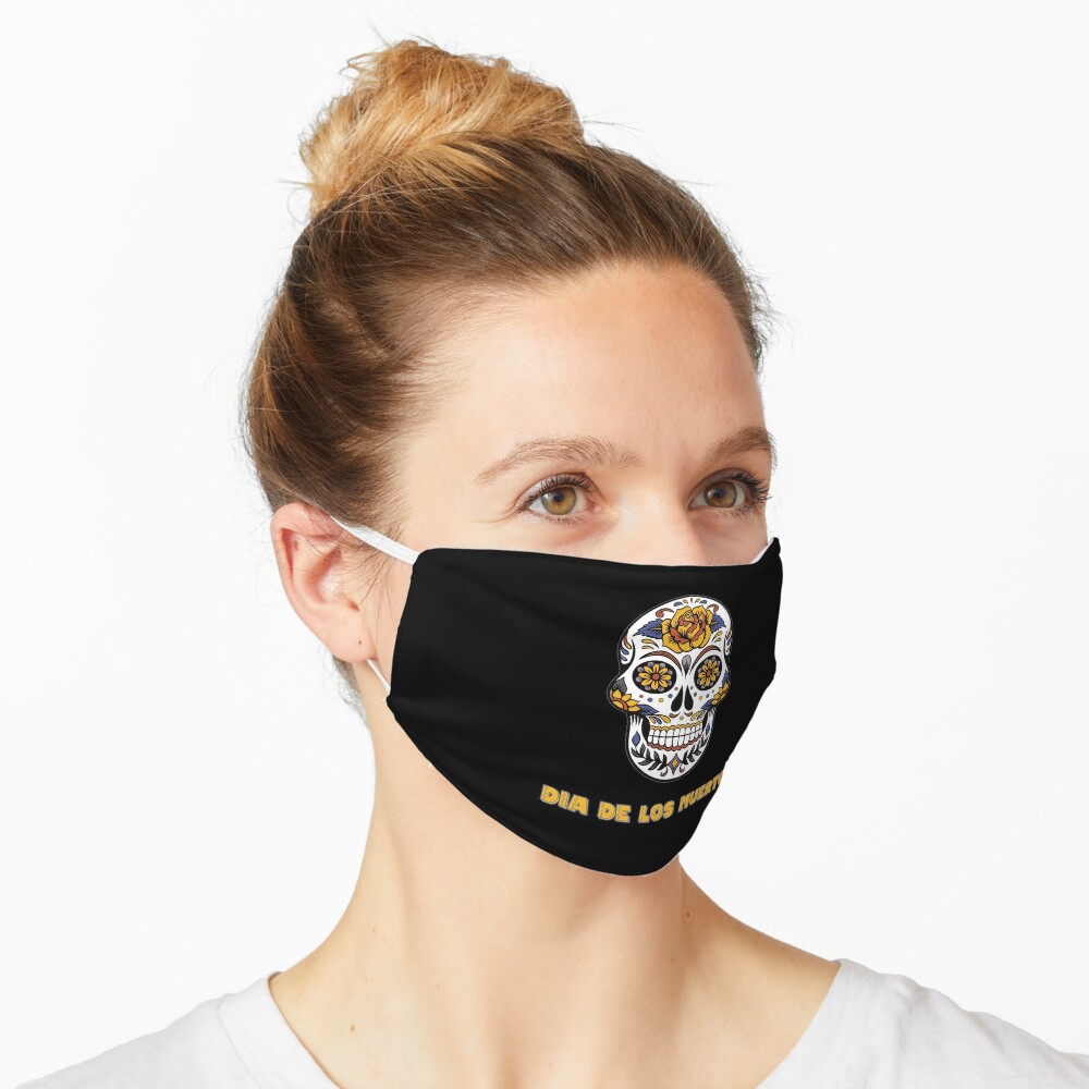 Download Day Of The Dead Sugar Skull Yellow Mask By Picto Redbubble PSD Mockup Templates