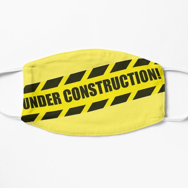 Caution Under Construction Tape Pattern Joke Tape Flat Mask