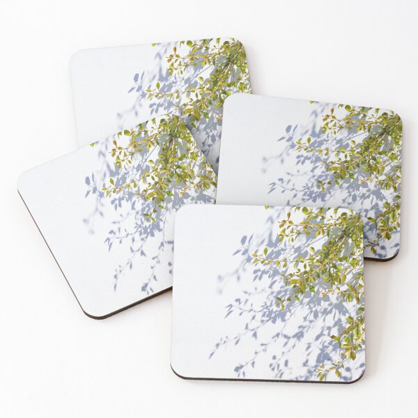 Item preview, Green leaves background with shadow on white colour wall. designed and sold by Kizuneko.