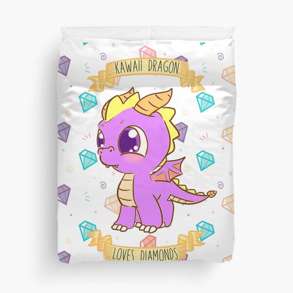 kawaii dragon loves diamonds Duvet Cover