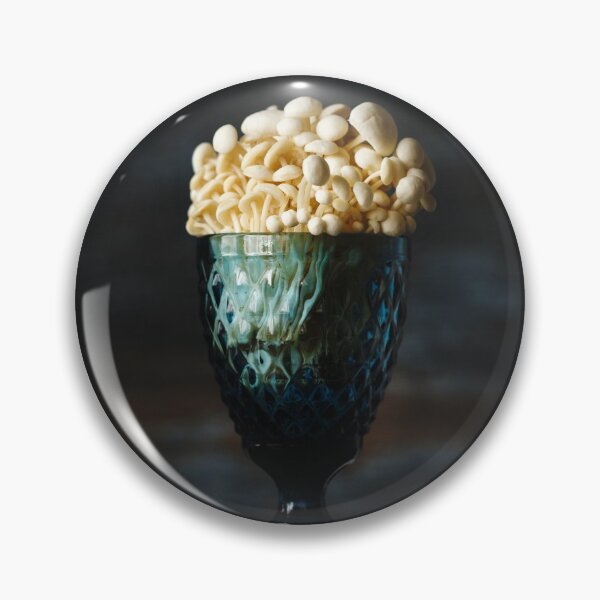 Item preview, Still life with little white mushrooms putted in blue wine glass on dark  designed and sold by dariazu.