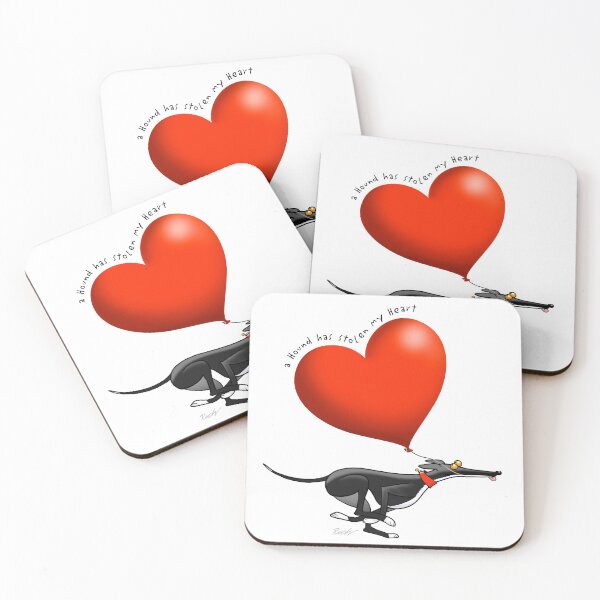 Stolen Heart - black hound Coasters (Set of 4)