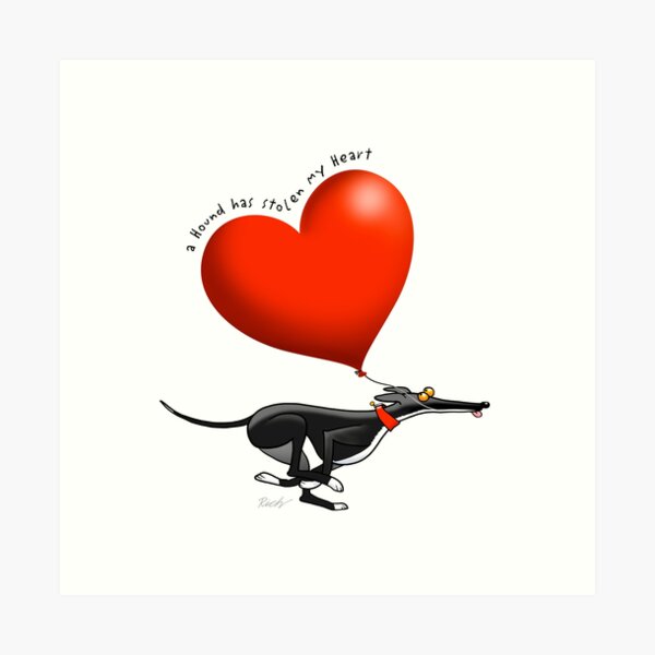 Stolen Heart - black hound Art Print