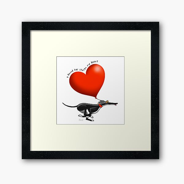 Stolen Heart - black hound Framed Art Print