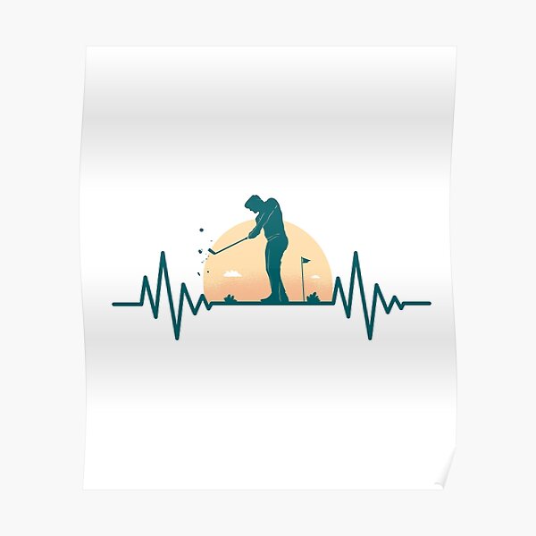 "Golf heartbeat golf course club sunset ball flag hole course" Poster