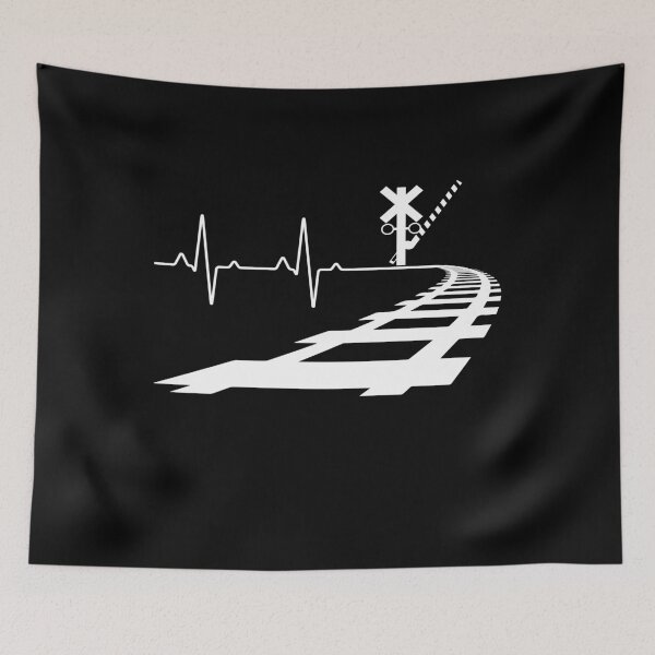 Item preview, heart beat line Railroad crossing Trains Gift for railway workers designed and sold by skulltshirt.