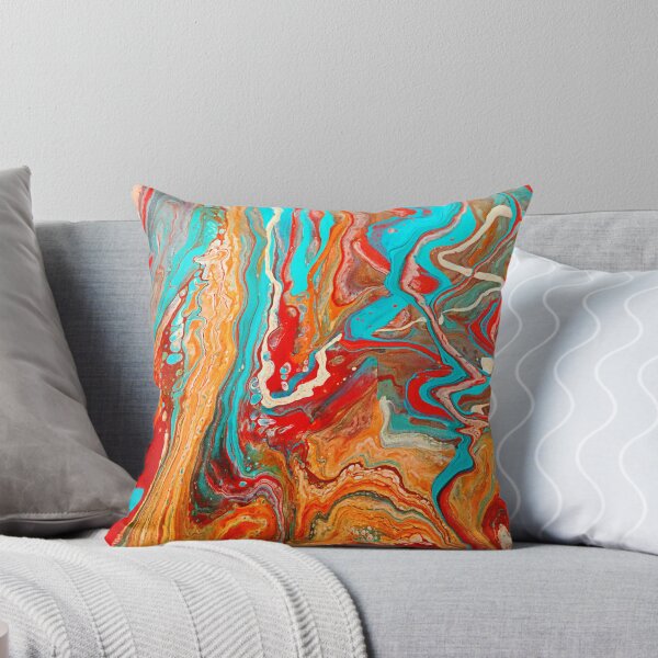 Item preview, Red Orange Teal Paint Pour designed and sold by justingrenie.