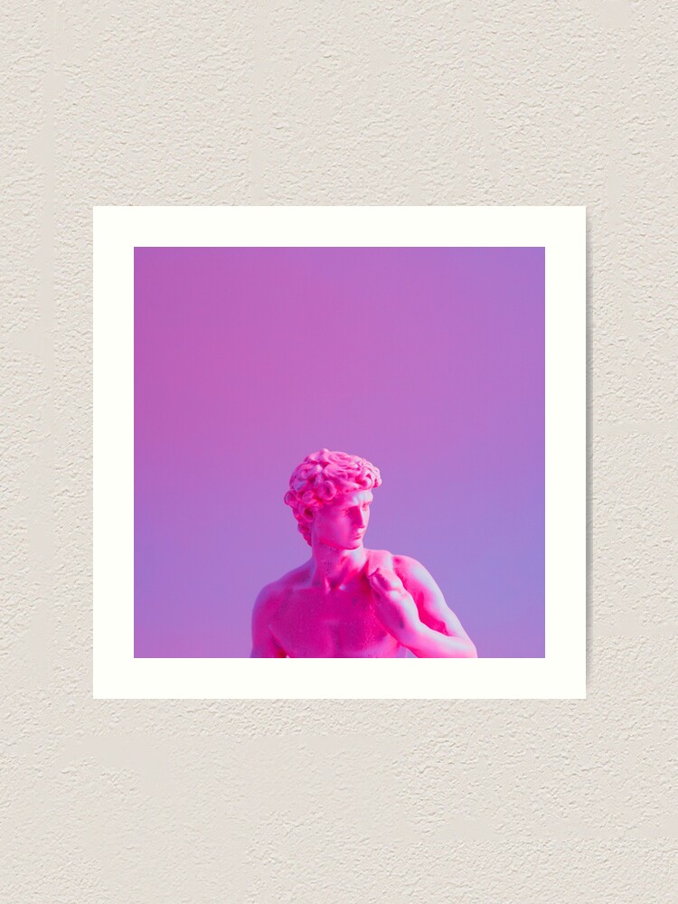 Alternate view of Neon purple vaporwave sculpture Art Print