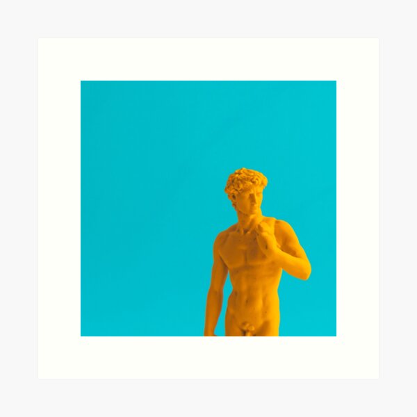Yellow neon statue Art Print