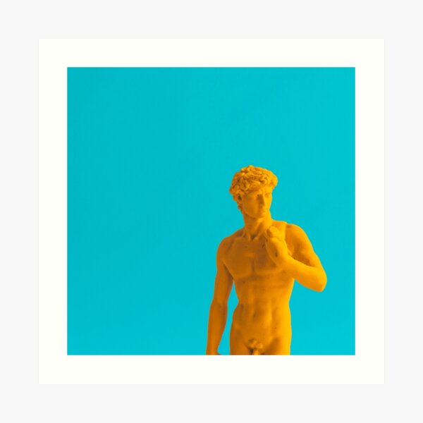 Yellow neon statue Art Print